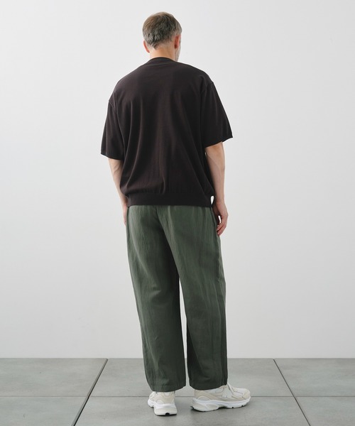 ATON(エイトン)の「【ATON / エイトン】COTTON WASHI KNIT HALF SLEEVE CREWNECK SWEATER(ニット/セーター・メンズ・ダークグレー/グレー・6/4)」の6枚目の写真