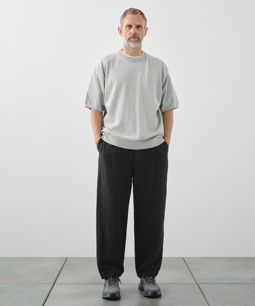 ATON(エイトン)の「【ATON / エイトン】COTTON WASHI KNIT HALF SLEEVE CREWNECK SWEATER(ニット/セーター・メンズ・ダークグレー/グレー・6/4)」の9枚目の写真