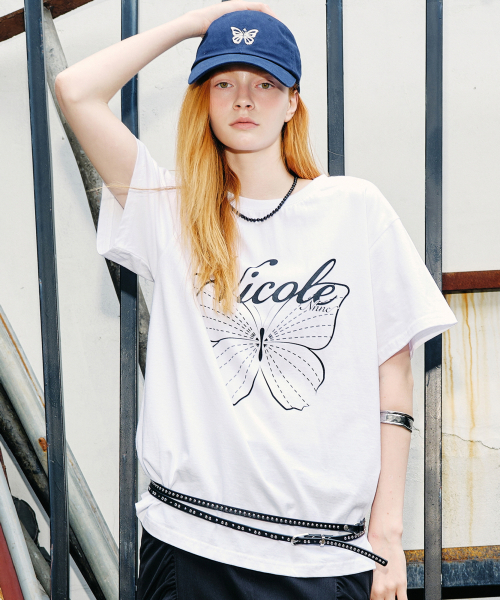 NICK&NICOLE(ニックアンドニコール)の「NICOLE BUTTERFLY SLEEVE TOP_WHITE BLACK(Tシャツ/カットソー・レディース・その他・MEDIUM/LARGE)」の3枚目の写真