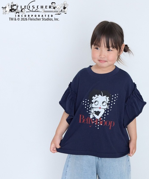 LOWRYS FARM(ローリーズファーム)の「BettyフリルTEE 668081(Tシャツ/カットソー・キッズ・ネイビー/オフホワイト・130cm/120cm/110cm/150cm/140cm)」の2枚目の写真