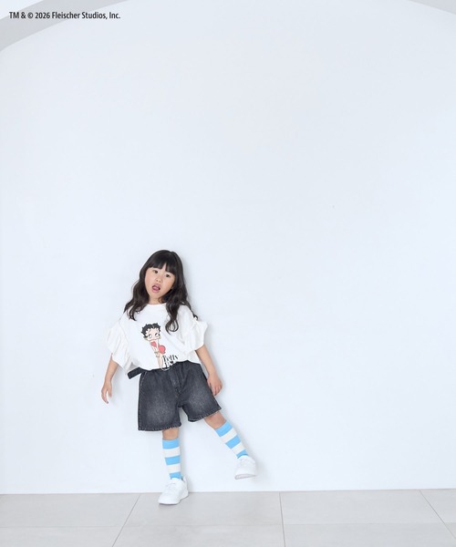 LOWRYS FARM(ローリーズファーム)の「BettyフリルTEE 668081(Tシャツ/カットソー・キッズ・ネイビー/オフホワイト・130cm/120cm/110cm/150cm/140cm)」の4枚目の写真