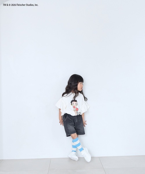 LOWRYS FARM(ローリーズファーム)の「BettyフリルTEE 668081(Tシャツ/カットソー・キッズ・ネイビー/オフホワイト・130cm/120cm/110cm/150cm/140cm)」の5枚目の写真