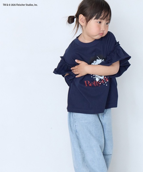 LOWRYS FARM(ローリーズファーム)の「BettyフリルTEE 668081(Tシャツ/カットソー・キッズ・ネイビー/オフホワイト・130cm/120cm/110cm/150cm/140cm)」の12枚目の写真