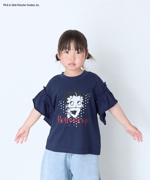 LOWRYS FARM(ローリーズファーム)の「BettyフリルTEE 668081(Tシャツ/カットソー・キッズ・ネイビー/オフホワイト・130cm/120cm/110cm/150cm/140cm)」の13枚目の写真