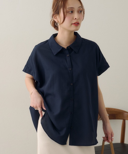 DISCOAT(ディスコート)の「【Noka/WEB限定】レギュラーカラーフレンチシャツ(シャツ/ブラウス・レディース・イエロー/ネイビー/ライトグレー・FREE)」の3枚目の写真