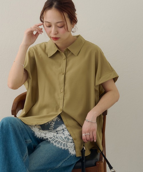 DISCOAT(ディスコート)の「【Noka/WEB限定】レギュラーカラーフレンチシャツ(シャツ/ブラウス・レディース・イエロー/ネイビー/ライトグレー・FREE)」の1枚目の写真