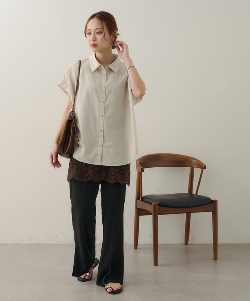DISCOAT(ディスコート)の「【Noka/WEB限定】レギュラーカラーフレンチシャツ(シャツ/ブラウス・レディース・イエロー/ネイビー/ライトグレー・FREE)」の15枚目の写真