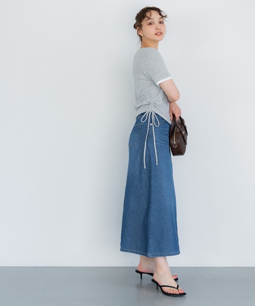 coca(coca)(コカ)の「サイドギャザーレイヤードTシャツ(Tシャツ/カットソー・レディース・グレー/ブラック・L/M/S)」の14枚目の写真