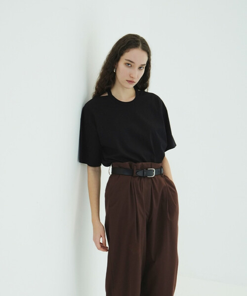 FREAK'S STORE(フリークスストア)の「CLANE/クラネ W FACE NOTCHED RIB OVER TOPS/ダブルフェイスノッチドリブオーバートップス(Tシャツ/カットソー・レディース・サックスブルー/ブラック/オフホワイト・フリ-)」の21枚目の写真
