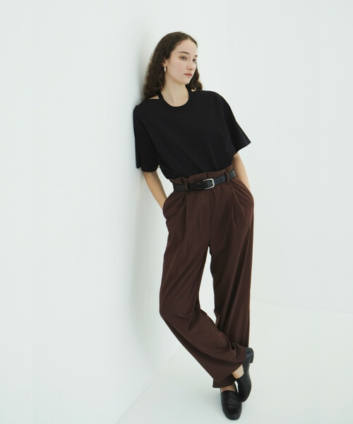 FREAK'S STORE(フリークスストア)の「CLANE/クラネ W FACE NOTCHED RIB OVER TOPS/ダブルフェイスノッチドリブオーバートップス(Tシャツ/カットソー・レディース・サックスブルー/ブラック/オフホワイト・フリ-)」の22枚目の写真