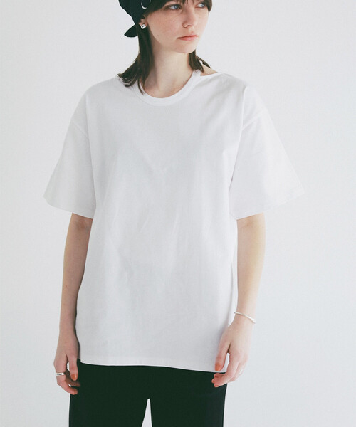 FREAK'S STORE(フリークスストア)の「CLANE/クラネ W FACE NOTCHED RIB OVER TOPS/ダブルフェイスノッチドリブオーバートップス(Tシャツ/カットソー・レディース・サックスブルー/ブラック/オフホワイト・フリ-)」の8枚目の写真