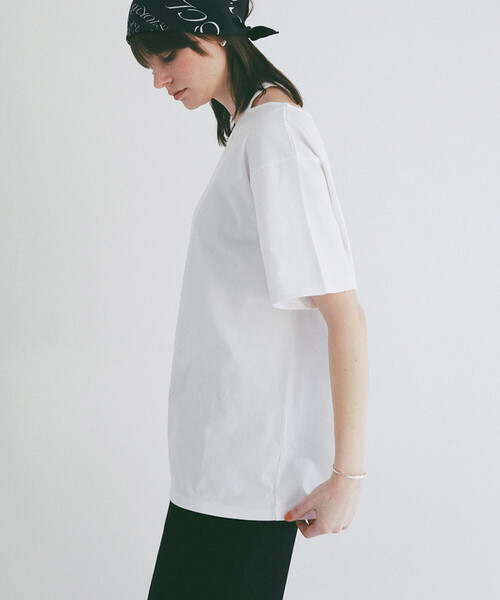 FREAK'S STORE(フリークスストア)の「CLANE/クラネ W FACE NOTCHED RIB OVER TOPS/ダブルフェイスノッチドリブオーバートップス(Tシャツ/カットソー・レディース・サックスブルー/ブラック/オフホワイト・フリ-)」の9枚目の写真