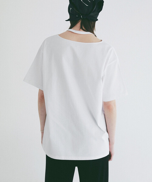 FREAK'S STORE(フリークスストア)の「CLANE/クラネ W FACE NOTCHED RIB OVER TOPS/ダブルフェイスノッチドリブオーバートップス(Tシャツ/カットソー・レディース・サックスブルー/ブラック/オフホワイト・フリ-)」の10枚目の写真