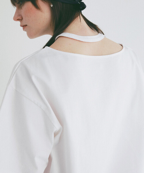 FREAK'S STORE(フリークスストア)の「CLANE/クラネ W FACE NOTCHED RIB OVER TOPS/ダブルフェイスノッチドリブオーバートップス(Tシャツ/カットソー・レディース・サックスブルー/ブラック/オフホワイト・フリ-)」の11枚目の写真