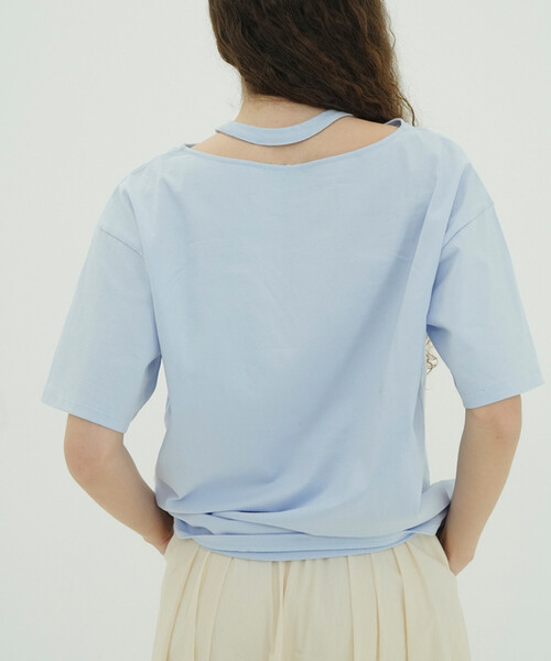 FREAK'S STORE(フリークスストア)の「CLANE/クラネ W FACE NOTCHED RIB OVER TOPS/ダブルフェイスノッチドリブオーバートップス(Tシャツ/カットソー・レディース・サックスブルー/ブラック/オフホワイト・フリ-)」の14枚目の写真