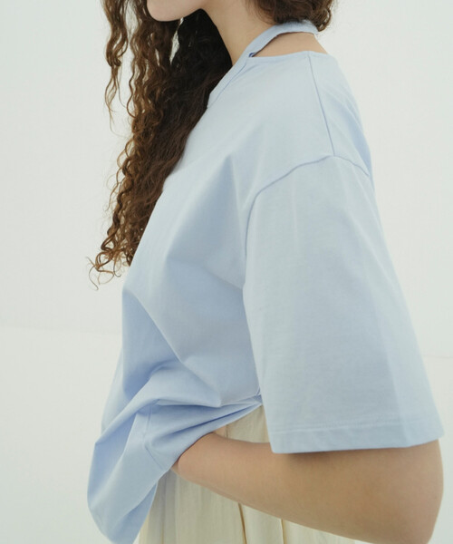 FREAK'S STORE(フリークスストア)の「CLANE/クラネ W FACE NOTCHED RIB OVER TOPS/ダブルフェイスノッチドリブオーバートップス(Tシャツ/カットソー・レディース・サックスブルー/ブラック/オフホワイト・フリ-)」の15枚目の写真