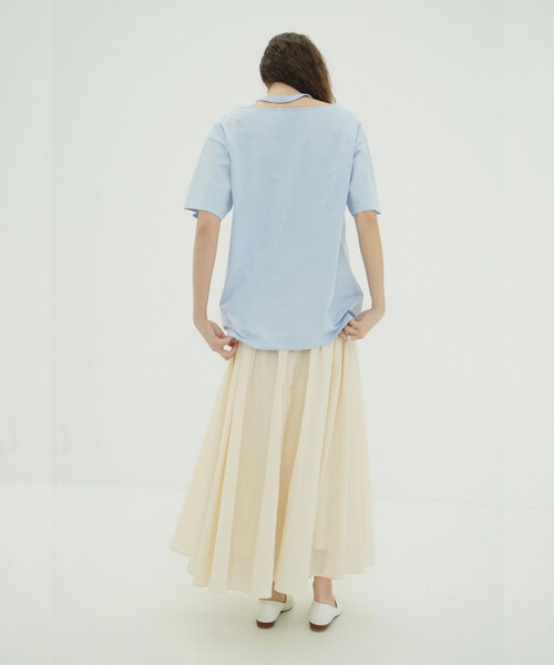 FREAK'S STORE(フリークスストア)の「CLANE/クラネ W FACE NOTCHED RIB OVER TOPS/ダブルフェイスノッチドリブオーバートップス(Tシャツ/カットソー・レディース・サックスブルー/ブラック/オフホワイト・フリ-)」の17枚目の写真
