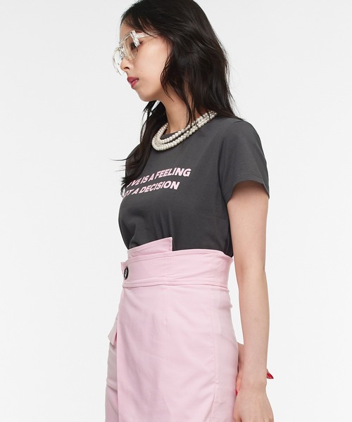 Narcissus（ナルシス）の「【Narcissus】ロゴTシャツ 半袖 コンパクトT カットソー（Tシャツ/カットソー・レディース・ホワイト/チャコール/ブラック・FREE）」の9枚目の写真