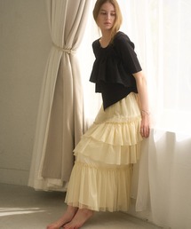 MIELI INVARIANT | Lame Tulle Tiered Skirt(スカート)