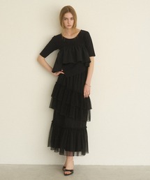 Lame Tulle Tiered Skirt