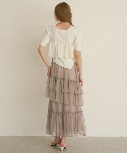 MIELI INVARIANT(ミエリインヴァリアント)の「Lame Tulle Tiered Skirt(スカート・レディース・アイボリー/グレー系その他/ブラック・FREE)」の19枚目の写真