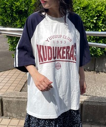 袖ラインラグラン配色ビッグTシャツ