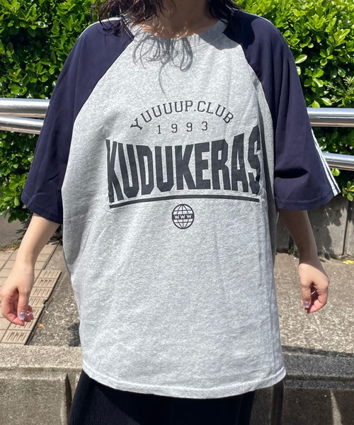 CRB（シーアールビー）の「袖ラインラグラン配色ビッグTシャツ（Tシャツ/カットソー・レディース・チャコール/ネイビー/オフホワイト/グレー・F）」の22枚目の写真