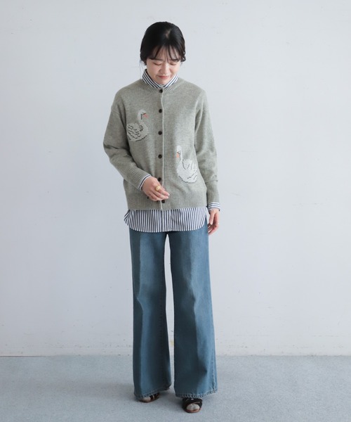 NOMBRE IMPAIR(ノンブルアンペール)の「【予約】スワン刺繍 クルーネックカーデ(ニット/セーター・レディース・グレー/ネイビー・FREE)」の9枚目の写真
