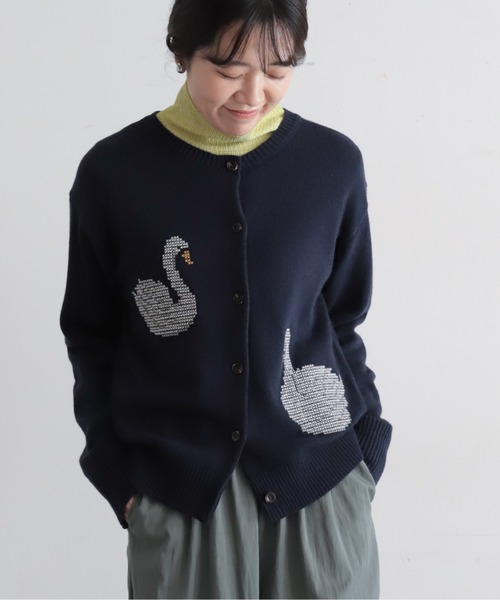 NOMBRE IMPAIR(ノンブルアンペール)の「【予約】スワン刺繍 クルーネックカーデ(ニット/セーター・レディース・グレー/ネイビー・FREE)」の15枚目の写真