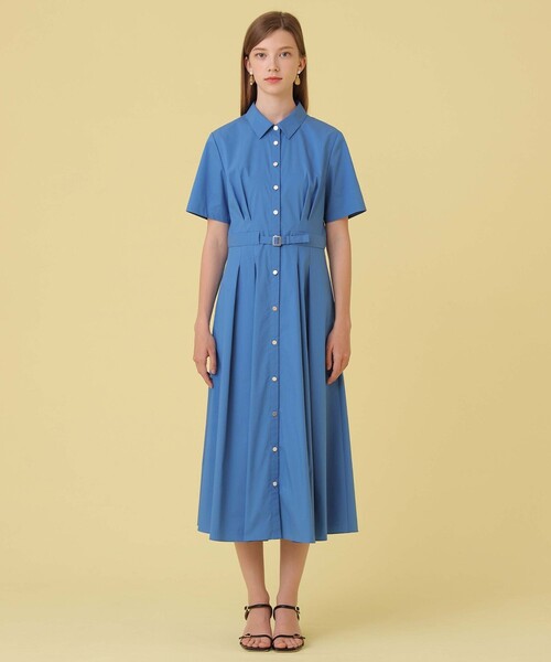 ANAYI(アナイ)の「ストレッチブロードタックシャツ ワンピース(シャツワンピース・レディース・ブルー/ネイビー/ベージュ・38/36)」の9枚目の写真