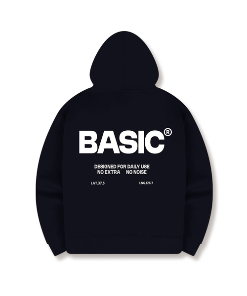 BASIC LABEL（ベーシックラベル）の「Base Mark 2-Way Oversized Hoodie Zip-Up 3 Color [BLBH_2004]（パーカー・レディース・ホワイト/グレー/ブラック/ネイビー・SMALL/MEDIUM/LARGE/X-LARGE）」の4枚目の写真
