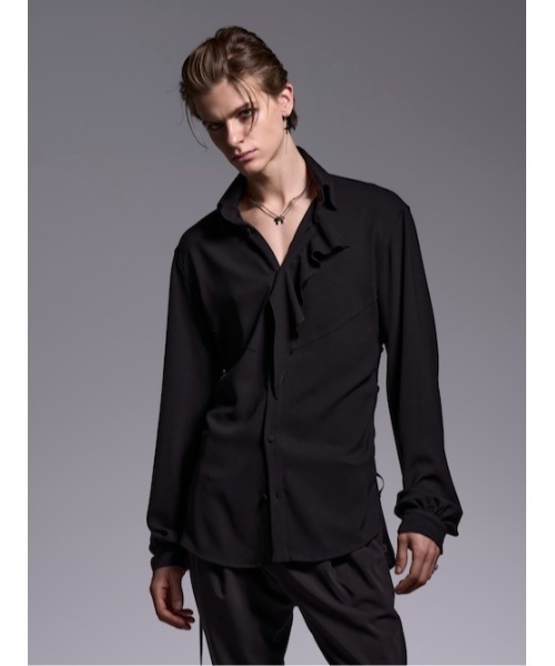 kiryuyrik(キリュウキリュウ)の「LaceUpSingleFrillShirt(シャツ/ブラウス・メンズ・ブラック・SMALL/MEDIUM/LARGE)」の1枚目の写真