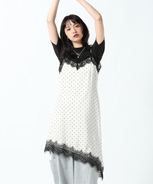 PAGEBOY（ページボーイ）の「レース×ドットキャミワンピース（チュニック・レディース・オフホワイト/ブラック・FREE）」の16枚目の写真