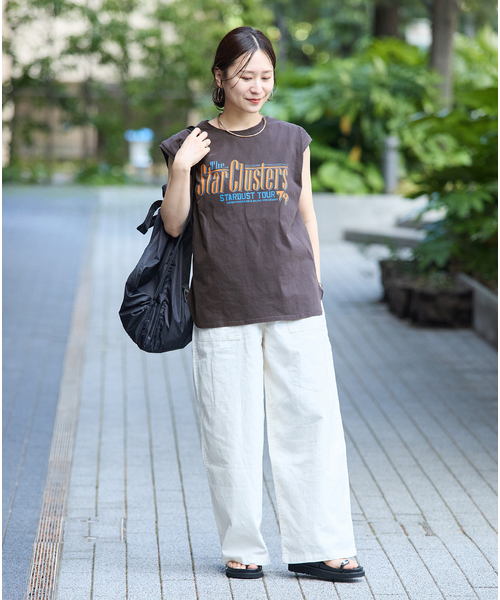 JOURNAL STANDARD(ジャーナルスタンダード)の「JS FES VINTAGE スリーブレスTシャツ(Tシャツ/カットソー・レディース・ベージュ/ブラック系その他・FREE)」の3枚目の写真