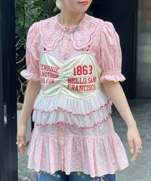HELLO.SANFRANCISCO | 【HELLO.SANFRANCISCO/ハローサンフランシスコ】フリルレースチュニック半袖ブラウス(シャツ/ブラウス)