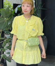 【HELLO.SANFRANCISCO/ハローサンフランシスコ】フリルレースチュニック半袖ブラウス