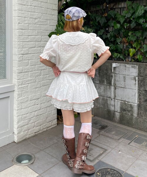 HELLO.SANFRANCISCO(ハローサンフランシスコ)の「【HELLO.SANFRANCISCO/ハローサンフランシスコ】フリルレースチュニック半袖ブラウス(シャツ/ブラウス・レディース・ピンク/イエロー/ホワイト・ONE SIZE)」の9枚目の写真