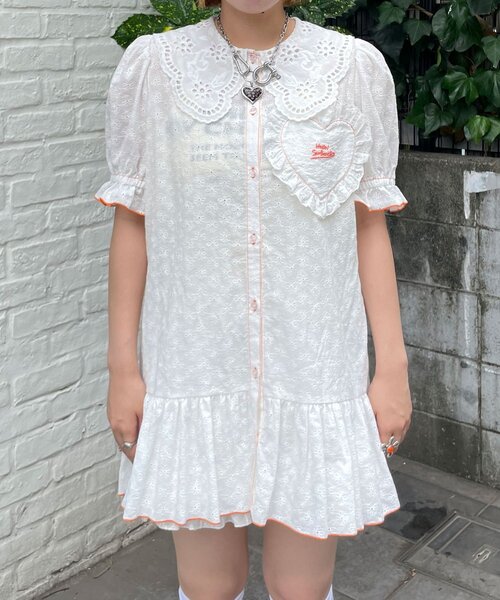 HELLO.SANFRANCISCO(ハローサンフランシスコ)の「【HELLO.SANFRANCISCO/ハローサンフランシスコ】フリルレースチュニック半袖ブラウス(シャツ/ブラウス・レディース・ピンク/イエロー/ホワイト・ONE SIZE)」の10枚目の写真