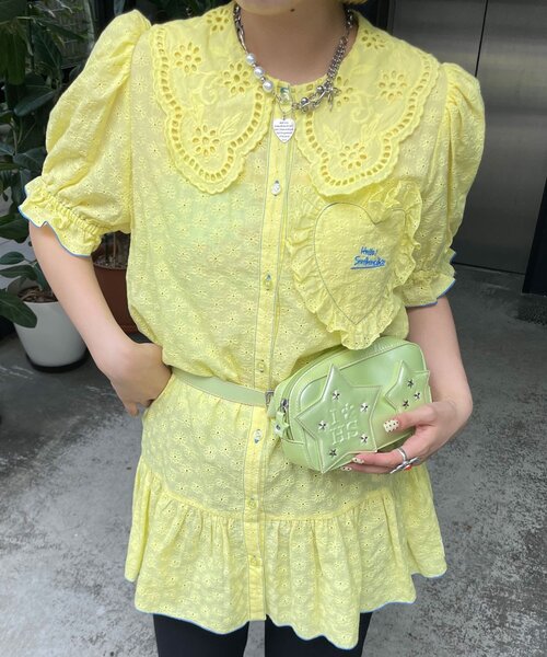 HELLO.SANFRANCISCO(ハローサンフランシスコ)の「【HELLO.SANFRANCISCO/ハローサンフランシスコ】フリルレースチュニック半袖ブラウス(シャツ/ブラウス・レディース・ピンク/イエロー/ホワイト・ONE SIZE)」の15枚目の写真