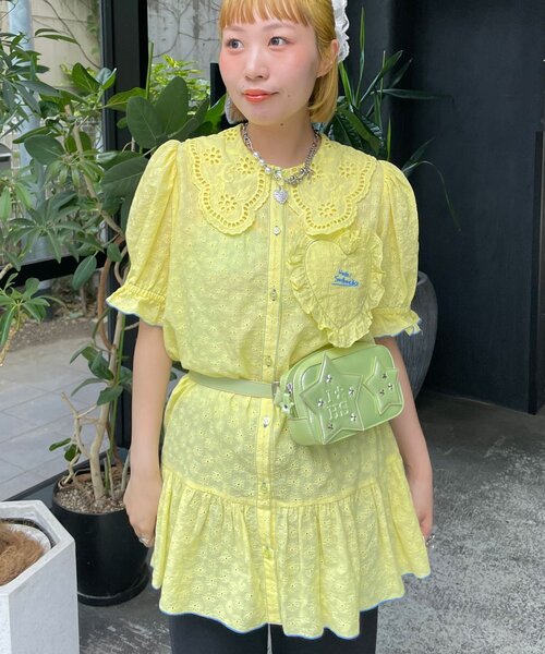 HELLO.SANFRANCISCO(ハローサンフランシスコ)の「【HELLO.SANFRANCISCO/ハローサンフランシスコ】フリルレースチュニック半袖ブラウス(シャツ/ブラウス・レディース・ピンク/イエロー/ホワイト・ONE SIZE)」の16枚目の写真