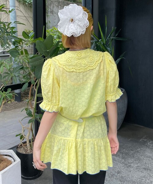 HELLO.SANFRANCISCO(ハローサンフランシスコ)の「【HELLO.SANFRANCISCO/ハローサンフランシスコ】フリルレースチュニック半袖ブラウス(シャツ/ブラウス・レディース・ピンク/イエロー/ホワイト・ONE SIZE)」の18枚目の写真