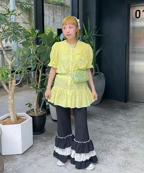 HELLO.SANFRANCISCO(ハローサンフランシスコ)の「【HELLO.SANFRANCISCO/ハローサンフランシスコ】フリルレースチュニック半袖ブラウス(シャツ/ブラウス・レディース・ピンク/イエロー/ホワイト・ONE SIZE)」の19枚目の写真