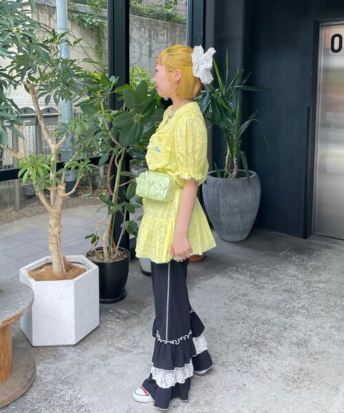 HELLO.SANFRANCISCO(ハローサンフランシスコ)の「【HELLO.SANFRANCISCO/ハローサンフランシスコ】フリルレースチュニック半袖ブラウス(シャツ/ブラウス・レディース・ピンク/イエロー/ホワイト・ONE SIZE)」の20枚目の写真
