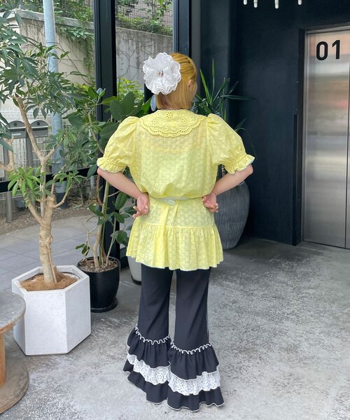 HELLO.SANFRANCISCO(ハローサンフランシスコ)の「【HELLO.SANFRANCISCO/ハローサンフランシスコ】フリルレースチュニック半袖ブラウス(シャツ/ブラウス・レディース・ピンク/イエロー/ホワイト・ONE SIZE)」の21枚目の写真