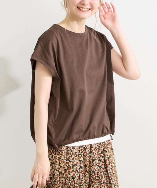B.C STOCK(ベーセーストック)の「UVcare / 接触冷感 / 遮熱 / add Function フロントドローコードプルオーバー(Tシャツ/カットソー・レディース・レッド/ブラック/ホワイト/ブラウン・FREE)」の3枚目の写真
