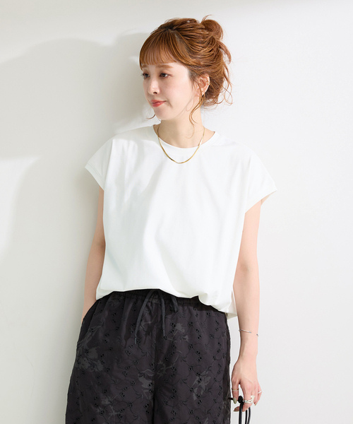 B.C STOCK(ベーセーストック)の「UVcare / 接触冷感 / 遮熱 / add Function フロントドローコードプルオーバー(Tシャツ/カットソー・レディース・レッド/ブラック/ホワイト/ブラウン・FREE)」の14枚目の写真