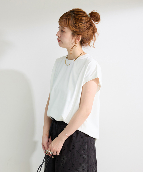 B.C STOCK(ベーセーストック)の「UVcare / 接触冷感 / 遮熱 / add Function フロントドローコードプルオーバー(Tシャツ/カットソー・レディース・レッド/ブラック/ホワイト/ブラウン・FREE)」の15枚目の写真