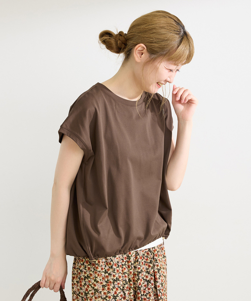 B.C STOCK(ベーセーストック)の「UVcare / 接触冷感 / 遮熱 / add Function フロントドローコードプルオーバー(Tシャツ/カットソー・レディース・レッド/ブラック/ホワイト/ブラウン・FREE)」の21枚目の写真