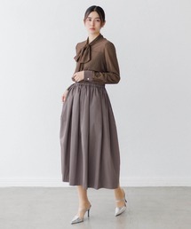 【traumerei】【WEB限定】【洗える】異素材ドッキングボウタイドレス/ウエスト部分ゴム仕様/結婚式/パーティー/お呼ばれ/七五三/前撮り/顔合わせ/食事会/お宮参り/学校行事/ママ/参観/母親/服/卒業式/入学式