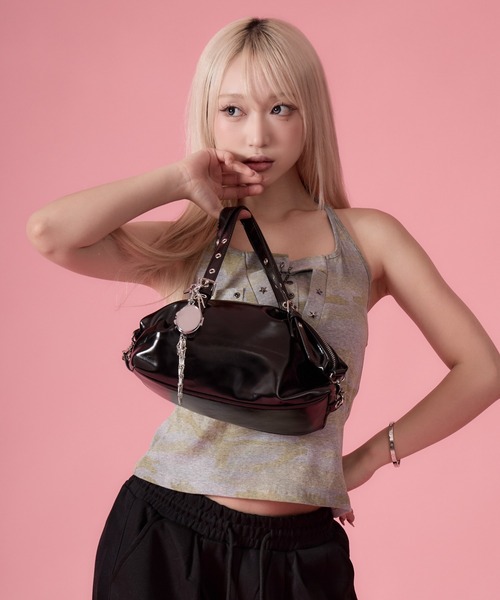 mindseeker girls(マインドシーカーガールズ)の「Eyelet Handle Bag / アイレットハンドルバッグ(ショルダーバッグ・レディース・ブラック/ライトブルー・FREE)」の7枚目の写真